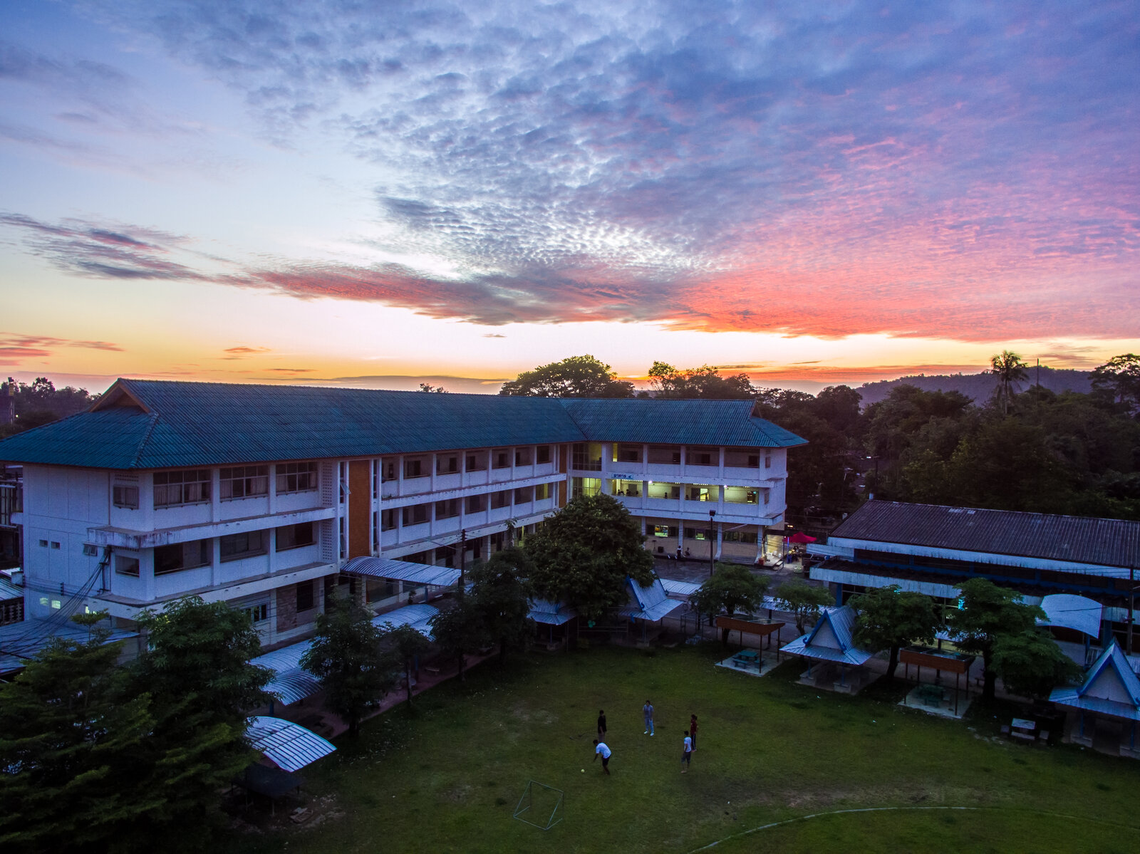 Students at sunset